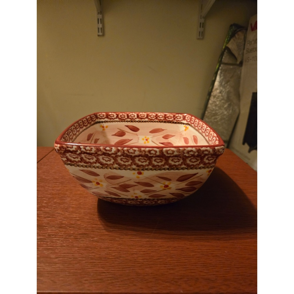 Temp-tations by‎ Tara Old World Cranberry Square Serving Bowl Ceramic Ovenware
